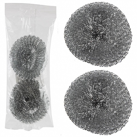 Металлическая губка для посуды Рыжий кот сетка, вес 15 гр, 2 шт - Вид 1